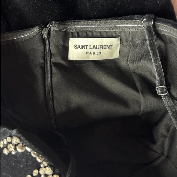 Saint Laurent Black Mini Dress with Pearl Accents - Picture 4 of 4